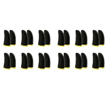 18-Pin Carbon Fiber Finger Sleeves for PUBG Mobile Games Contact Screen Finger Sleeves Black & Yellow(24 Pcs)