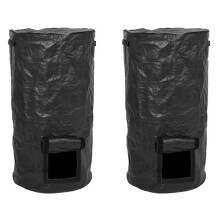 2X Collapsible Garden Yard Compost Bag with Lid Fertilizer Waste Sacks Composter 34Gallon Ferment Manure Waste Collector