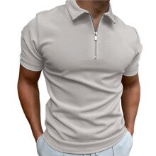 Mens Half Zip Shirt Casual Short Sleeve Slim Fit Short Sleeve Collared T Shirt Classic Fit Shirts Gray S