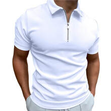 Mens Half Zip Shirt Casual Short Sleeve Slim Fit Short Sleeve Collared T Shirt Classic Fit Shirts White 5XL