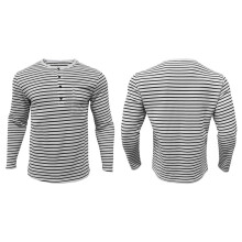 Heren T-Shirts Korte Mouw Knop Casual Stijlvolle Basis T-Shirts Werk Gestreepte Overhemden Henley Top Wit L