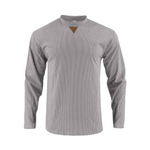 Heren Crewneck Shirts Slim Fit Lange Mouwen Casual T-Shirt Spier Slim Fitted T-Shirts Grijs XXL