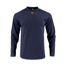 Heren Crewneck Shirts Slim Fit Lange Mouwen Casual T-Shirt Spier Slim Fitted T-Shirts Marineblauw L