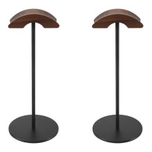 2X Headphone Stand, Headset Holder Made of Walnut Wood & Aluminium, Natural Walnut Gaming Headphone Holder with Base