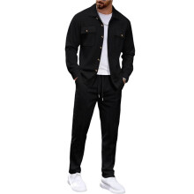 Heren Sweatsuits 2-Delige Set Jas Top en Casual Broek Set Herfstmode Sweatsuits Zwart S