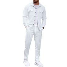 Heren Sweatsuits 2-Delige Set Jas Top en Casual Broek Set Herfstmode Sweatsuits Wit XXL