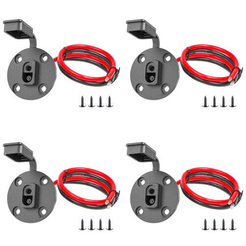 4x Solar  SAE Socket Sidewall Port, SAE Cable Quick Connect Panel Mount Universal Flush-Mountable Connector