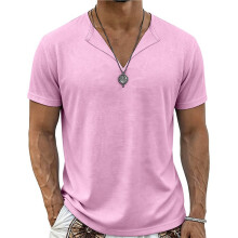Heren Muscle T-Shirts V-Hals Slim Fit Workout Shirt Korte Mouwen Longline Gym Atletische T-Shirts Paarse S
