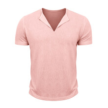 Heren Muscle T-Shirts V-Hals Slim Fit Workout Shirt Korte Mouwen Longline Gym Atletische T-Shirts Roze XXL