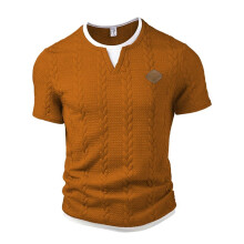 Män Kortärmad T-Shirt Avslappnad Crewneck Slim Fit Tröja Pullover Tangerine Color XL