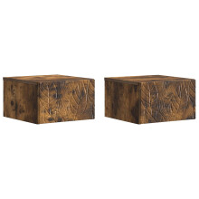 vidaXL Wall-Mounted Side Table 2 pcs Smoked Oak 34.5 x 33 x 20 cm