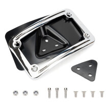 9171 Curved Laydown License Plate Mount with Frame for All Davidson 3 Hole Mount (Silver)