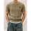 Herren Kurzarm-T-Shirt, Lässig, Rundhalsausschnitt, Slim Fit, Pullover Khaki M 4
