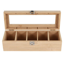 Multifunctioneel Bamboe Systeem Theezakje Sieraden Organizer Opbergdoos 5 Compartimenten Thee Box Organizer Suikercontainer