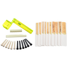 6 String Acoustic Guitar Nut Saddle Part + 2X String Winder with 10Pcs Eb Alto Saxophone Reeds Sax Reeds Strength 2.5