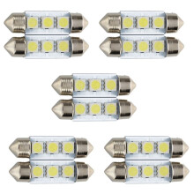 10x C5W 3 LED SMD 5050 36mm Xenon White Bulb Plate Shuttle Festoons Dome Ceiling Lamp Car Light