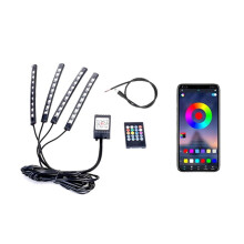 Luz LED 12V Luz de Atmosfera Multicolorida Controle de Som Lâmpada de Néon Decorativa para Estilo de Motocicleta: 36LED APP + Controle Remoto