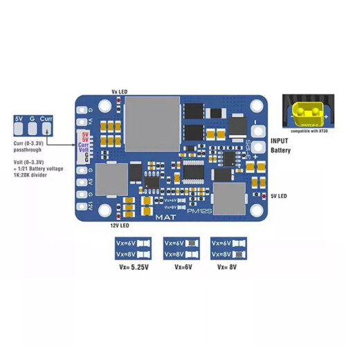 PM12S-3 Power Module 3-12S LIPO 9-55V VX BEC with HeatSink for RC Multirotor FPV Racing Long Range 1