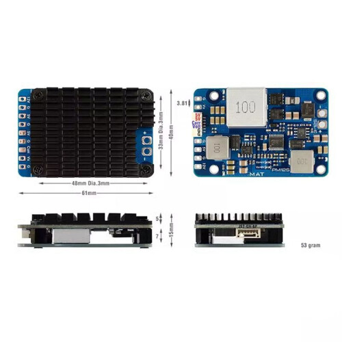 PM12S-3 Power Module 3-12S LIPO 9-55V VX BEC with HeatSink for RC Multirotor FPV Racing Long Range 2