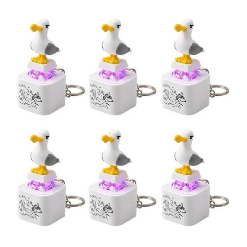 6 Pack Seagull Mine Button Keychain Set with Type-C Charging Cable Mechanical Click Fidget Desk Toy Portable Stress