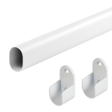 Adjustable Oval Closet Rod 18 to 40 Inch, Wardrobe Hanging Pole Closet Pole 1 Inch Diameter with End Supports