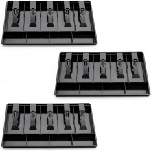 Lot de 3 Inserts de Tiroir de Caisse avec 5 Compartiments pour Billets et 4 Compartiments pour Pièces pour Supermarchés, Magasins et Maison (Noir)