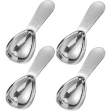 4 Pack 15ml 304 Stainless Steel Coffee Scoop, Short Handle Measuring Spoon for Ground Coffee/Beans, Fits in Canisters