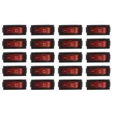 AC 16A/250V 20A/125V Luz Vermelha Aceso Ligado Desligado SPST Interruptor Rocker X 20 PçS