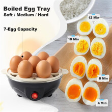 3in1 Electric Egg Cooker 7 Egg Capacity for Boiled Eggs Steamed Vegetables Visible Cover Breakfast Maker EU Plug