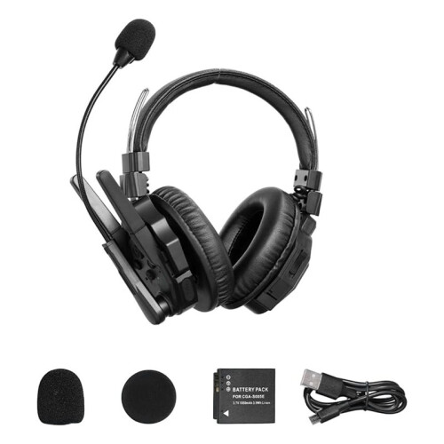 Intercom Headset System Dual Sided Team Communication Headset 2.4GHz 500m Range Noise Cancelling for Live Shows, Stage