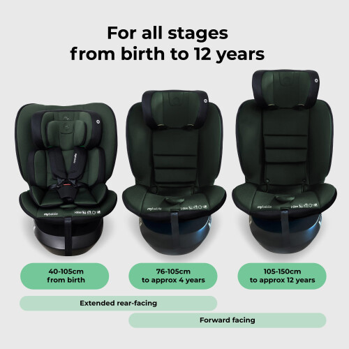 My Babiie MBCS200 Spin R129 Car Seat with Top Tether - Green 2