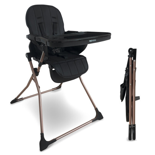 My Babiie MBHC2 Compact Folding Highchair - Rose Gold Black