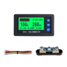 H56CR Coulomb Meter 300A Shunt with Base Battery Capacity Indicator Lithium Battery Coulomb Tester Voltmeter Ammeter