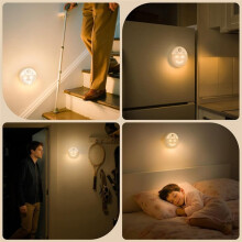 Motion Sensor LED Night Light with 4 Facial Expression Dimmable Hallway Light Rechargeable LED with Timer 1PCS