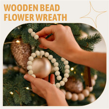 9 Foot Natural Wood Bead Christmas Garland Wooden Christmas Tree Garland Perfect for Rustic Natural Country Farmhouse