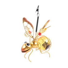 Solar Iron Insect Statue with LED Fairy Light Outdoor Hanging Tree Ornament for Fence Yard Courtyard Garden Decor A