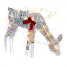 Lighted Christmas 2D Reindeers Outdoor Decorations, Pre-Lit Light Xmas Rudolph & Santa Sleigh with Lights, Deer