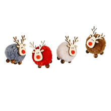12PCS Christmas Deer Pendant Xmas Tree Decorative Hanging Wooden Party Decor Home Christmas Cute Deer Crafts