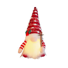 Christmas Doll Sled Elf Ski Gnome with LED Light Rudolph Christmas Decor for Home Xmas New Year Gifts 29cm Red