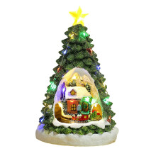 Árvore de Natal Luz Casa Decoração Música Adulto Crianças Trem Rotativo Cena de Inverno Casa Desktop Decoração de Férias B