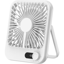 (White) USB Desk Fan, 2000mAh Rechargeable Ultra Quiet 1-100 Speeds Portable Cooling Fans with LED Display