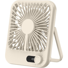 (Beige) USB Desk Fan, 2000mAh Rechargeable Ultra Quiet 1-100 Speeds Portable Cooling Fans with LED Display