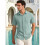 Men'S Textured Crinkle Fabric Short Sleeve Button Down Casual Shirt with Pocket Green XL 2