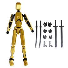 Multi-Jointed Movable Robot 3D Printed Mannequin Dummy Action Figures Game Kid Adult Decompression Tools,Golden