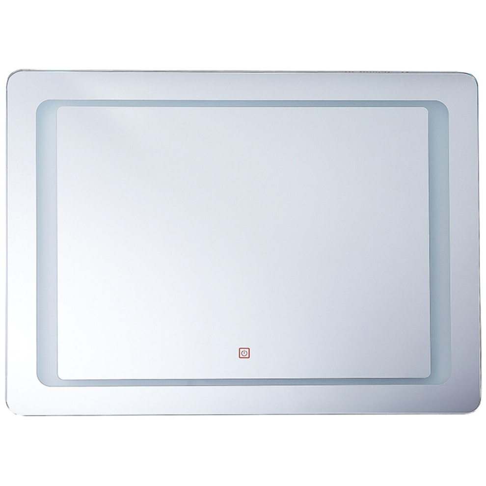 Beliani Led Bathroom Mirror Wassy 80 Cm 60 Cm Silver