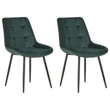 Set of 2 Dining Chairs MELROSE Velvet Dark Green