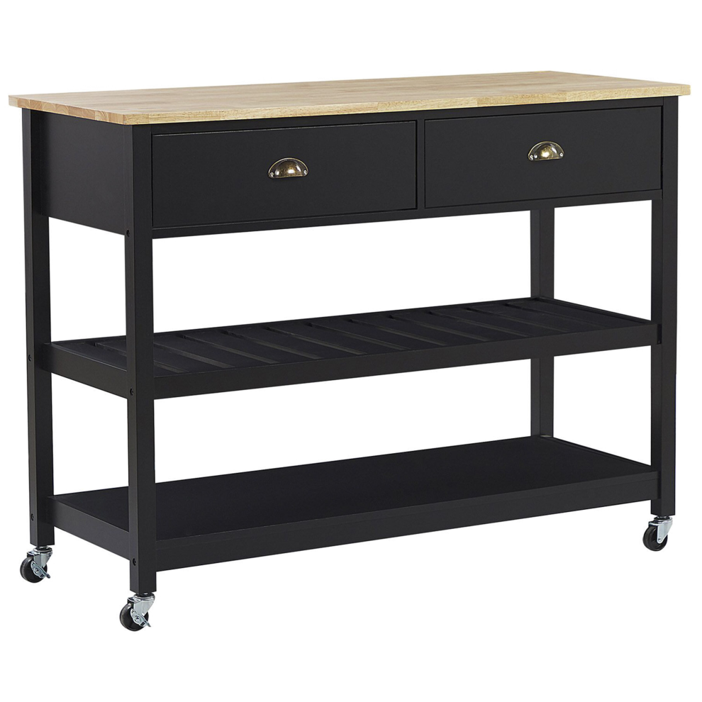 Beliani Kitchen Trolley Navarino Wood Black