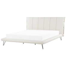 Bed Faux Leather BETIN 180 x 200 cm (EU Super King) Light Beige
