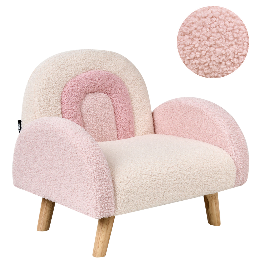Beliani Kids Armchair Rainbow Ombo Boucle Pastel Pink