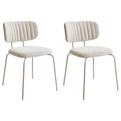 Beliani Set of 2 Dining Chairs IRINS Chenille Light Beige